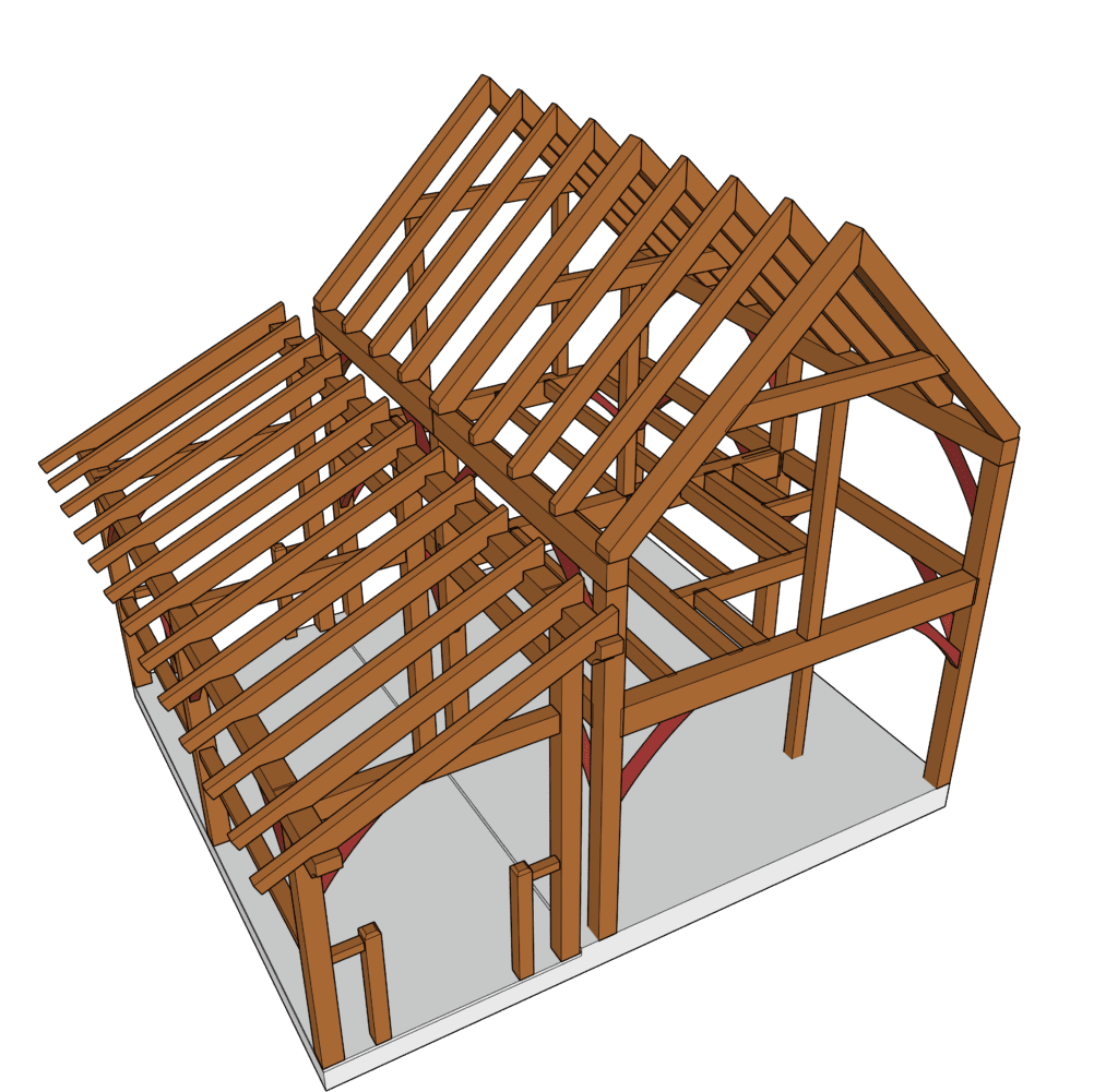 3D model of timber frame cabin